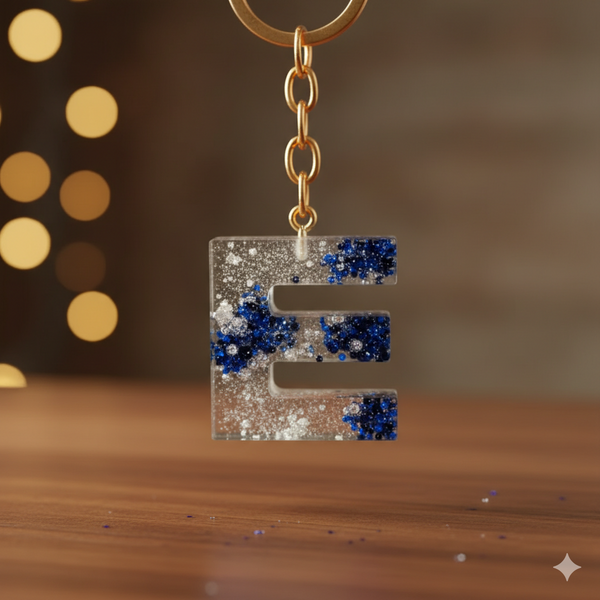 Crystal & Blue Theme Customize Alphabet keychain